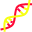 An icon depicting a cartoonish DNA strand, which is used for a plugin allowing the user to see genetic information about the fish in a rearing unit.