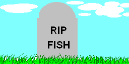 An icon depicting a graveyard for fish, which is used by a plugin that allows the user to enter a single mortality event from a rearing unit.